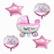 5'li Pembe Bebek Baby Shower Temalı Folyo Balon Helyumla Uçan