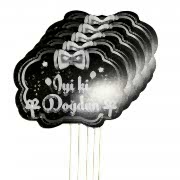 5 li Siyah Gümüş İyi ki Doğdun Konuşma Balonu Çubukları