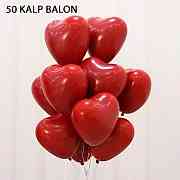50 Adet Kırmızı Baskısız Kalp Balonu 30cm Romantik Kalpli Balonlar