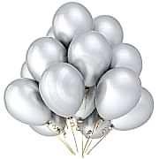 50 adet Metalik Gümüş Gri BALON Sedefli Parlak Helyumla uçan