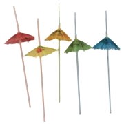 50 Adet Renkli Şemsiyeli Kokteyl Pipet 