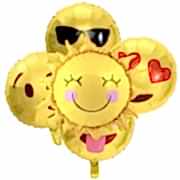 5li Emoji Baskılı Folyo Balon Seti Sarı Gülen Surat Helyumla Uçan
