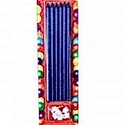 6 Adet Mavi Parlak Uzun Pasta Süsleme Mumu