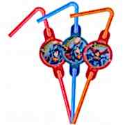 6 Adet Superman Plastik Pipet, Süpermen Doğum Günü Parti Pipeti