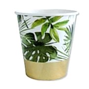 6 Adet Yaprak Desenli Karton Bardak, 220 ml Tropik Parti Bardağı