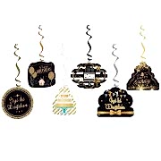 6lı Siyah ve Gold Yetişkin Parti Süs Seti Organizasyon Malzemesi