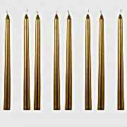 8 Adet Gold Altın Rengi Şamdan Mum, 20cm Metalik Uzun Mum 