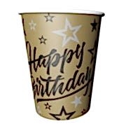 8 Adet Gold Happy Birthday Karton Bardak, Yetişkin Doğum Günü
