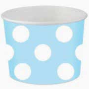 8 Adet Karton Beyaz Puantiyeli Mavi Kase, Benekli Küçük 6x7cm  