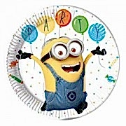 8 Adet Beyaz Minions Temalı Parti Konseptinize Uygun Tabak