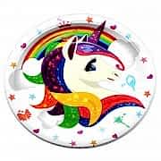 8 Adet Unicorn Tekboynuz At Baskılı Tabak, Doğum Günü Partisi
