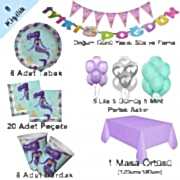 8 Kişi Deniz Kızı Ariel Temalı Doğum Günü Parti Seti Paketi 