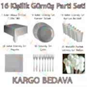 16 Kişi Gümüş Gri Doğum Günü Parti Malzemeleri Konsepti Seti Süs