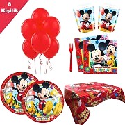 8 Kişi Mickey Mouse 6 Parça Doğum Günü Parti Seti Miki Paketi