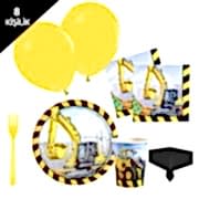 8 Kişilik İnşaat Partisi Malzemeleri Paketi Set 6 Parça Doğum Günü