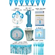 8 Kişilik Mavi Rakam Ve Beyaz Balonlu 1 Yaş Erkek Doğum Günü Partisi Seti (tabak,bardak,peçete Vs)