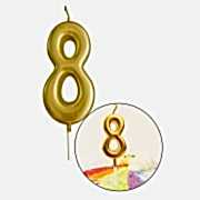 8 Yaş Gold Rakam Mum, Parlak Altın Rengi Doğum Günü Mumu Sarı Yaldızlı Pasta Mumu