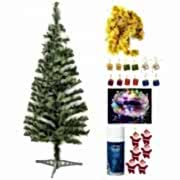 90 CM Yılbaşı Çam Ağaç Seti ve Yılbaşı Süsleri Paketi Yılbaşı Işığı Kar Spreyi