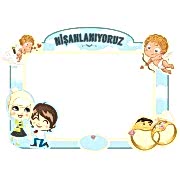 90x70cm Mavi Nişanımız Var Yazılı, Fotoğraf Çektirme Çerçevesi