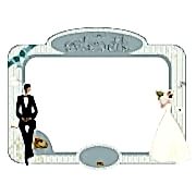 90x70cm Mavi Düğün Gelin Damat Desenli Hatıra Fotoğraf Çerçevesi