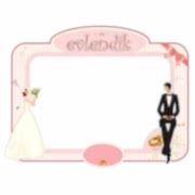 90x70cm Pembe Düğün Gelin Damat Desenli Hatıra Fotoğraf Çerçevesi