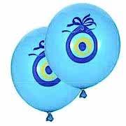Açık Mavi Nazar Boncuklu Balon 100 lü Nazar Boncuğu Baskılı Balon
