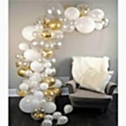 Altın-Beyaz-Şeffaf Renkler Dekorasyon Balon Zinciri 62 Parça