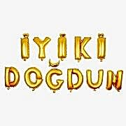 Altın Sarısı İyi ki Doğdun Yazan 11 Harf Balon Set.