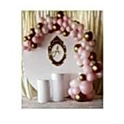 Balon Zinciri Ve Yapıştırma Seti: 30 Makaron Pembe + 20 Pastel Beyaz + 10 Krom Gold Doğum Günü Nişan