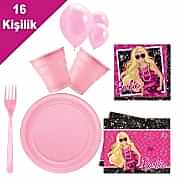 Barbie 16 Kişilik 8 Parça Doğum Günü Seti malzemeleri