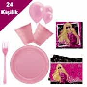 Barbie 24 Kişilik 12 Parça Doğum Günü Seti malzemeleri