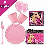 Barbie 8 Kişilik 6 Parça Doğum Günü Seti malzemeleri