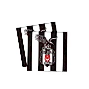 16 Adet Beşiktaş Peçete Doğum Günü Parti Peçetesi 33x33 cm Ucuz siyah beyaz