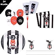 Beşiktaş 24 Kişilik 12 Parça Doğum Günü Seti malzemeleri süsleri