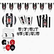 Beşiktaş 8 Kişilik 7 Parça Doğum Günü Set Mini siyah beyaz