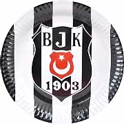 8 Adet Beşiktaş Tabak Doğum Günü Parti Tabağı 23cm Ucuz siyah beyaz