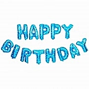 Beyaz Puantiyeli Mavi Happy Birthday Yazılı Harf Folyo Balon Seti