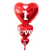 Büyük I Love You Kalpli Kırmızı Balon Helyumla Uçan