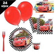 Cars, şimşek mc queen, 24 Kişilik Doğum Günü Parti Seti malzemeleri paketi