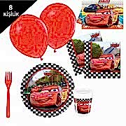 cars, şimşek mc queen, 8 Kişilik Doğum Günü Parti Seti malzemeleri paketi