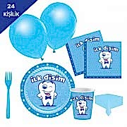 24 kişilik Mavi İlk Dişim çıktı Erkek Diş Buğdayı Parti Seti Paketi 12 Parça