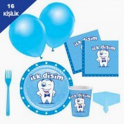 16 kişilik Mavi İlk Dişim çıktı Erkek Diş Buğdayı Parti Seti Paketi 8 Parça