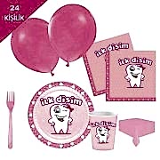 24 kişilik Pembe İlk Dişim çıktı Kız Diş Buğdayı Parti Seti Paketi 12 Parça