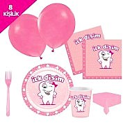 8 kişilik Pembe İlk Dişim çıktı Kız Diş Buğdayı Parti Seti Paketi 6 Parça