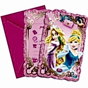 Disney Prenses 6 Davetiye+6 Zarf İngilizce Doğum Günü Parti Kartı