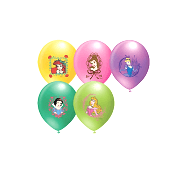 12 li Prensesler Baskılı Karışık Balon Doğum Günü, Helyumla Uçan