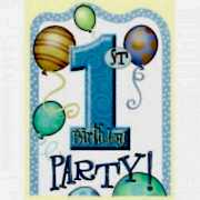 Erkek Mavi 1 Yaş Doğum Günü Parti Davetiyesi, 8 Davetiye+8 Zarf