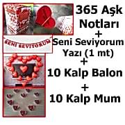 Evlilik Teklifi Sevgiliye 365 Aşk Notları, Kalp mum, balon + Yazı