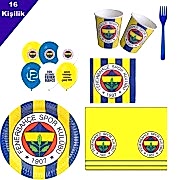 Fenerbahçe 16 Kişilik 8 Parça Doğum Günü Seti malzemeleri süsleri