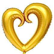 Gold İçi Boş Kalp Şeklinde Folyo Balon, Kalpli Helyumla Uçan